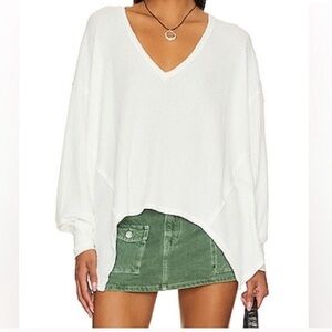 We the Free People Coraline Waffle Knit Womens Cream Top Shirt LkNew Small Med